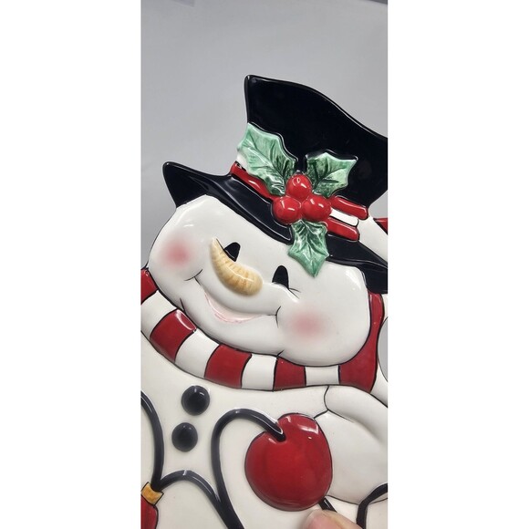 Fitz & Floyd Classics Hand Crafted Cheers Snowman Platter 10x8" - Picture 4 of 10